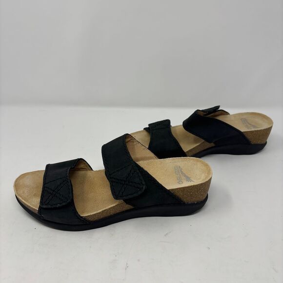 Dansko Shoes Women's 36 (5.5-6) Black Leather Maddy Slip On Sandals‎ Adjustable - Picture 5 of 9